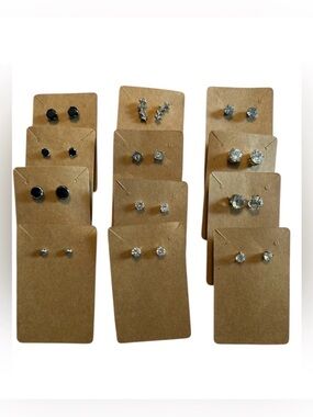 **MAKE REASONABLE OFFER** Kohl's Black Onyx:Clear Cubic Zerconia Studs Lot of 12